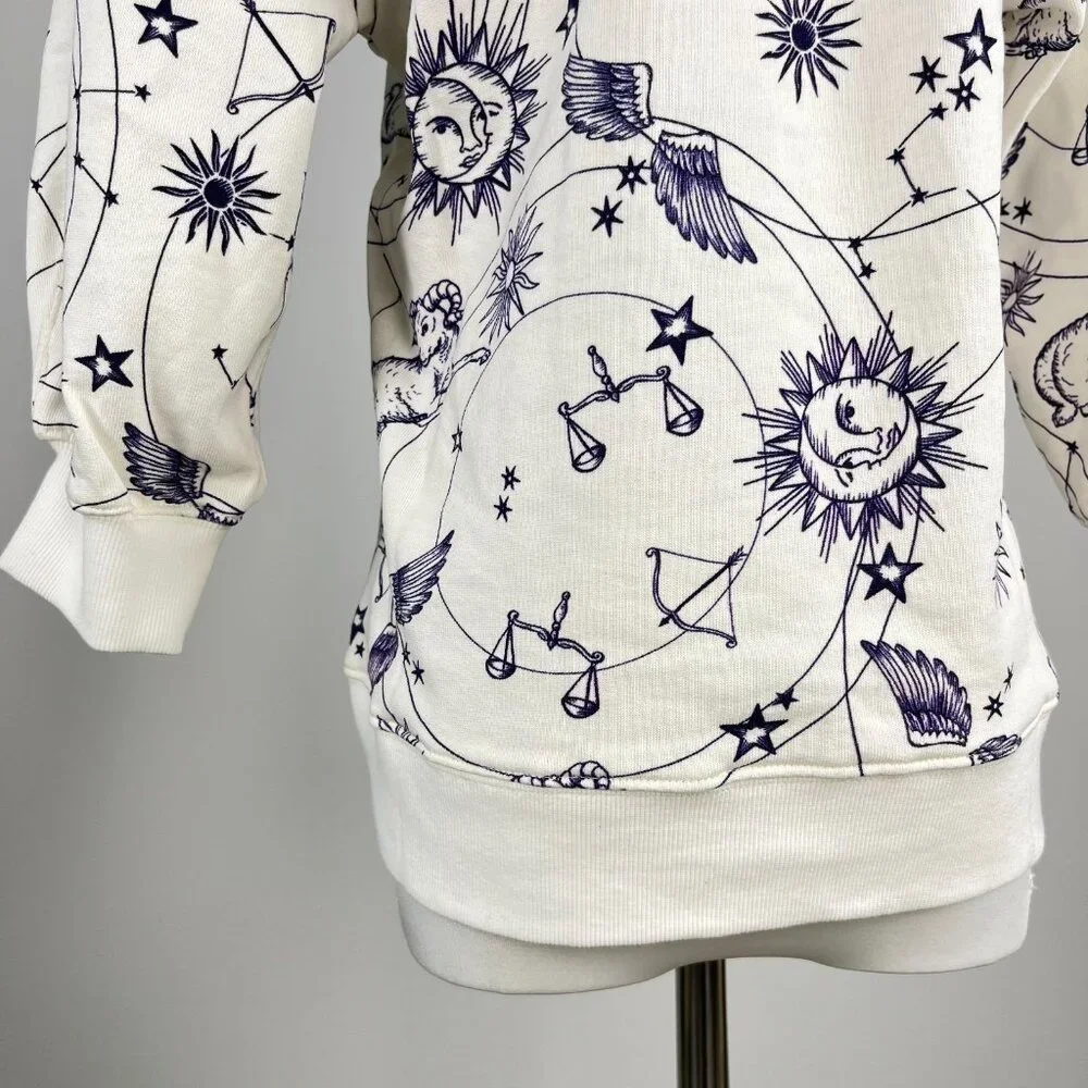 NWT Johnny Was Celestial Horoscope Sweatshirt Size S Ivory Crew Neck